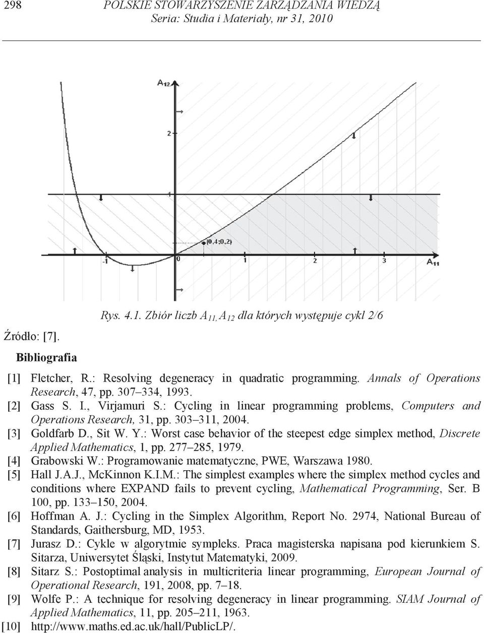 : Cycling in linear programming problems, Computers and Operations Research, 3, pp. 303 3, 004. [3] Goldfarb D., Sit W. Y.