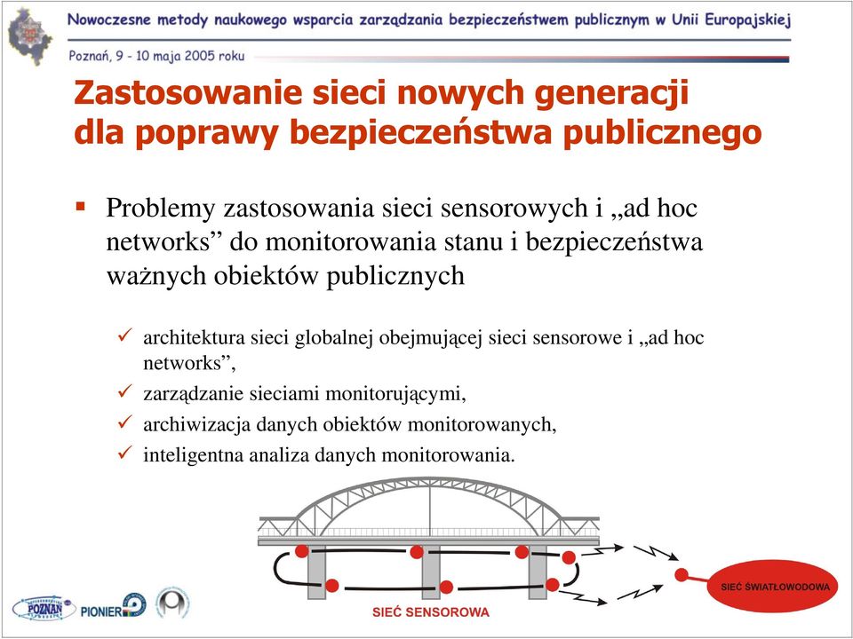 obejmujcej sieci sensorowe i ad hoc networks, zarzdzanie sieciami monitorujcymi,