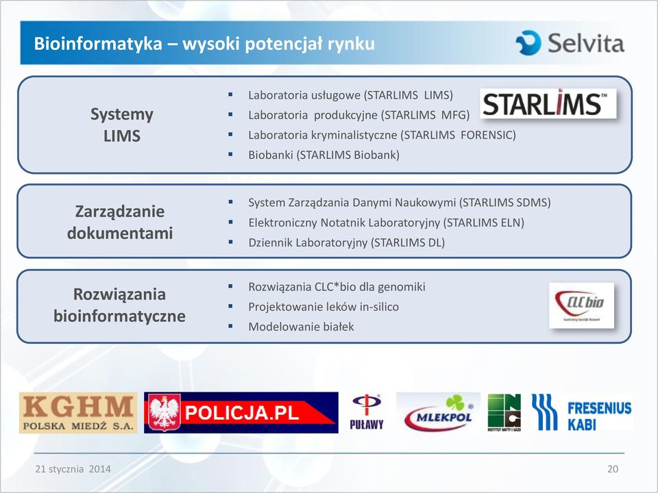 System Zarządzania Danymi Naukowymi (STARLIMS SDMS) Elektroniczny Notatnik Laboratoryjny (STARLIMS ELN) Dziennik