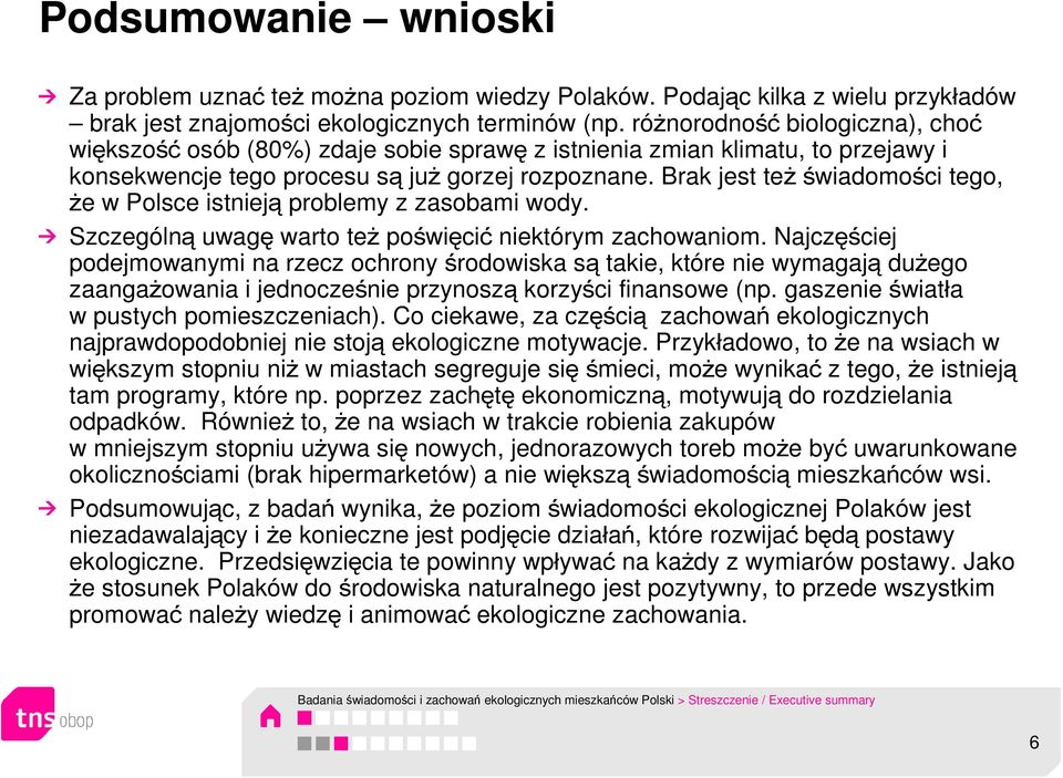 Brak jest też świadomości tego, że w Polsce istnieją problemy z zasobami wody. Szczególną uwagę warto też poświęcić niektórym zachowaniom.