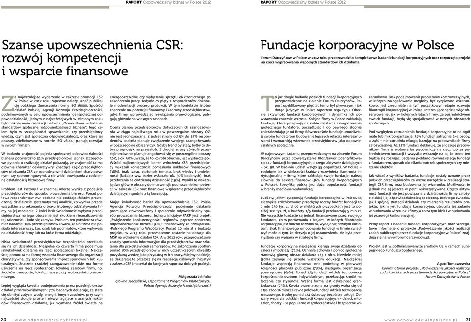 Z a najważniejsze wydarzenie w zakresie promocji CSR w Polsce w 2012 roku zapewne należy uznać publikację polskiego tłumaczenia normy ISO 26000.