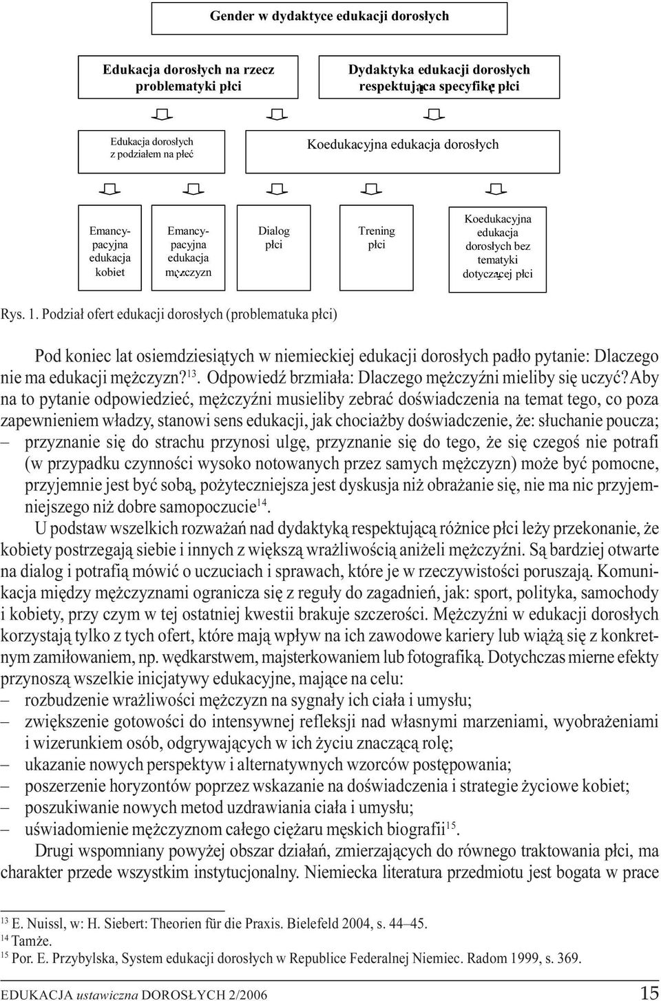 Podzia³ ofert edukacji doros³ych (problematuka p³ci) Pod koniec lat osiemdziesi¹tych w niemieckiej edukacji doros³ych pad³o pytanie: Dlaczego nie ma edukacji mê czyzn? 13.