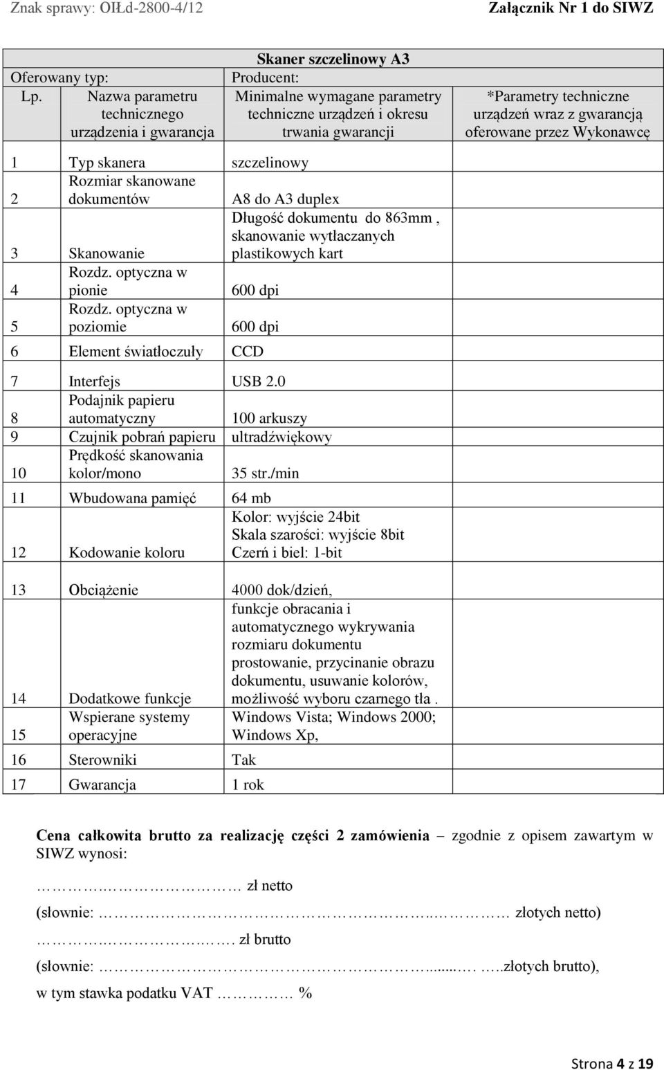 0 8 Podajnik papieru automatyczny 00 arkuszy 9 Czujnik pobrań papieru ultradźwiękowy 0 Prędkość skanowania kolor/mono 35 str.