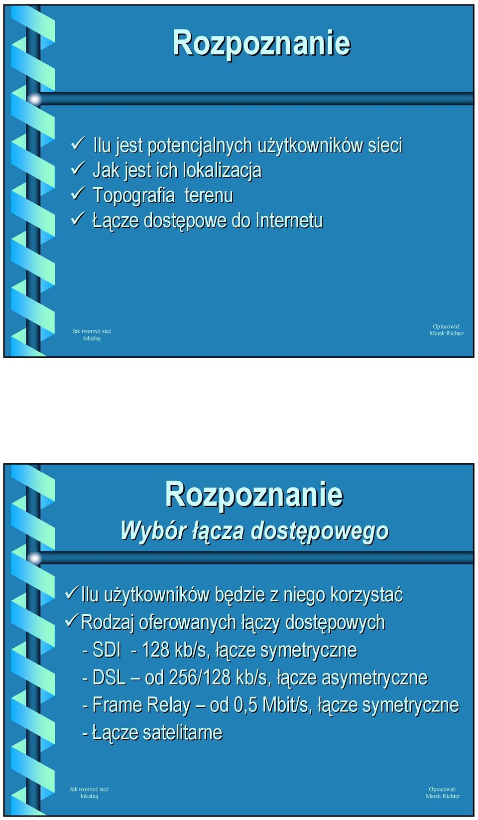 będzie b z niego korzystać Rodzaj oferowanych łączy dostępowych - SDI - 128 kb/s, łącze symetryczne -