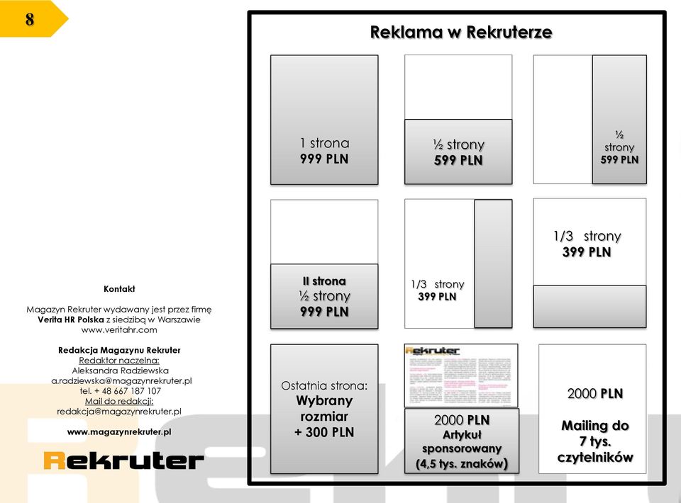 strony 399 PLN Ostatnia strona: Wybrany rozmiar + 300 PLN 2000 PLN