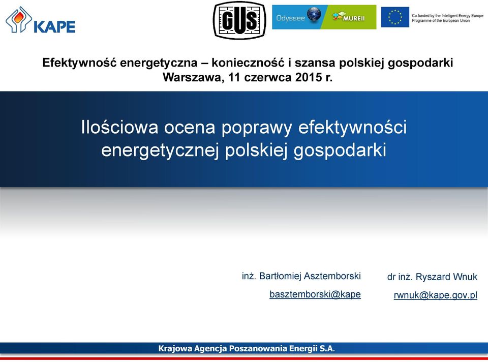 efektywności energetycznej polskiej gospodarki inż.