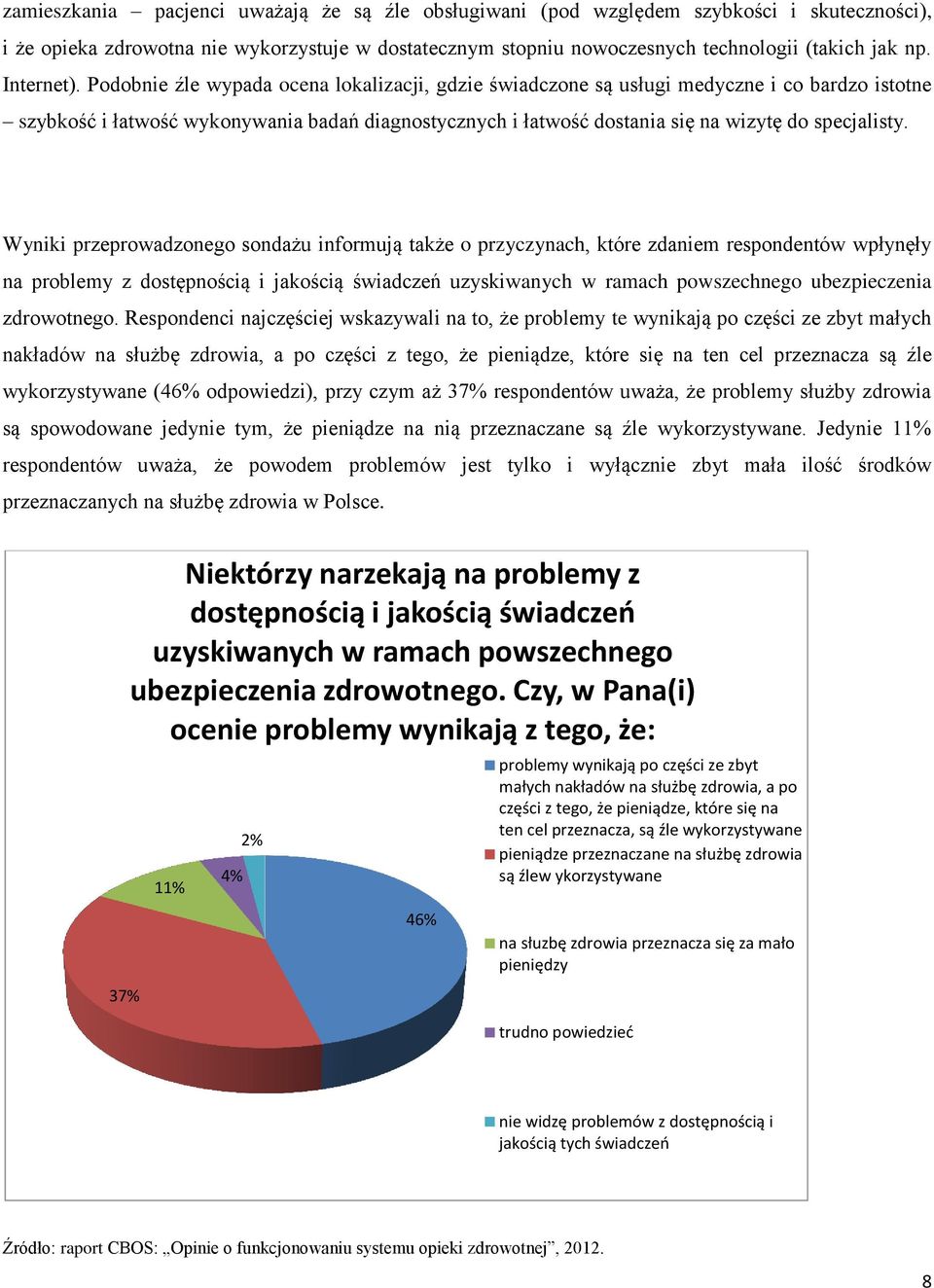 Podobnie źle wypada ocena lokalizacji, gdzie świadczone są usługi medyczne i co bardzo istotne szybkość i łatwość wykonywania badań diagnostycznych i łatwość dostania się na wizytę do specjalisty.