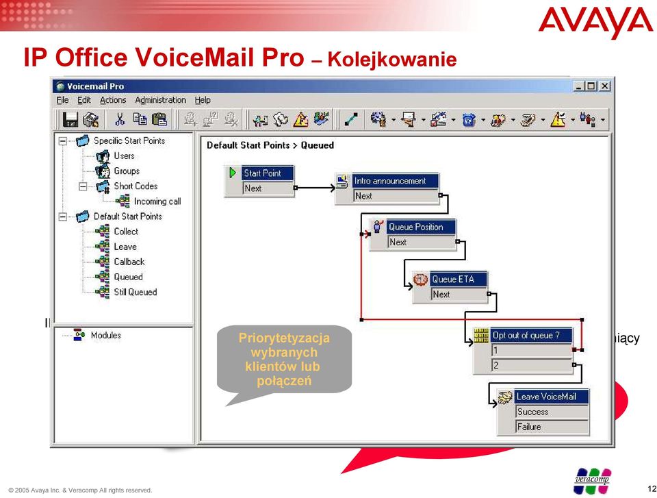 numerze wydzwanianym, numerze agenta, Nagrywanie rozmów również aktywowane przez agenta Avaya IP Office IP Office Voicemail Pro Server Priorytetyzacja