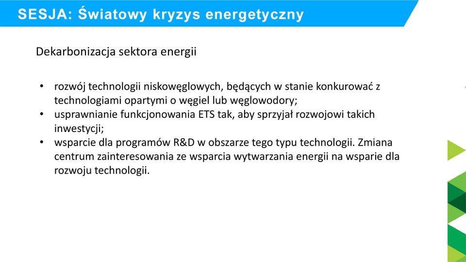 sprzyjał rozwojowi takich inwestycji; wsparcie dla programów R&D w obszarze tego typu