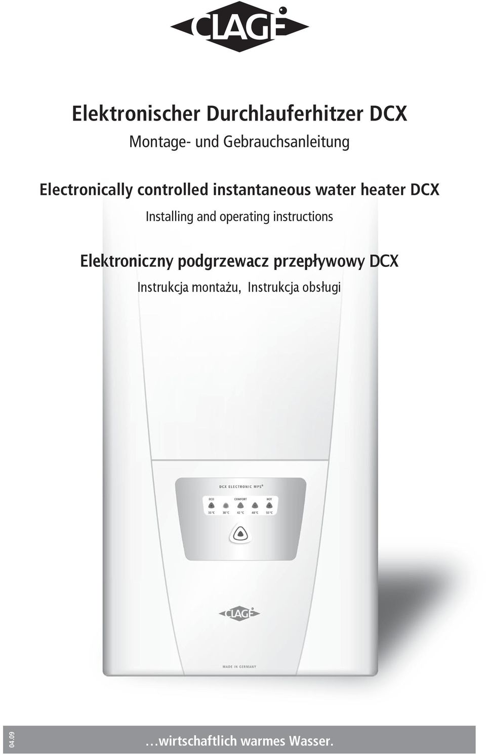 and operating instructions Elektroniczny podgrzewacz przepływowy DCX