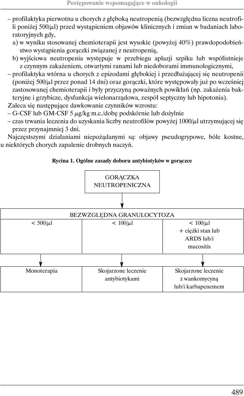 czynnym zaka eniem, otwartymi ranami lub niedoborami immunologicznymi, profilaktyka wtórna u chorych z epizodami g bokiej i przed u ajàcej si neutropenii (poni ej 500/µl przez ponad 14 dni) oraz