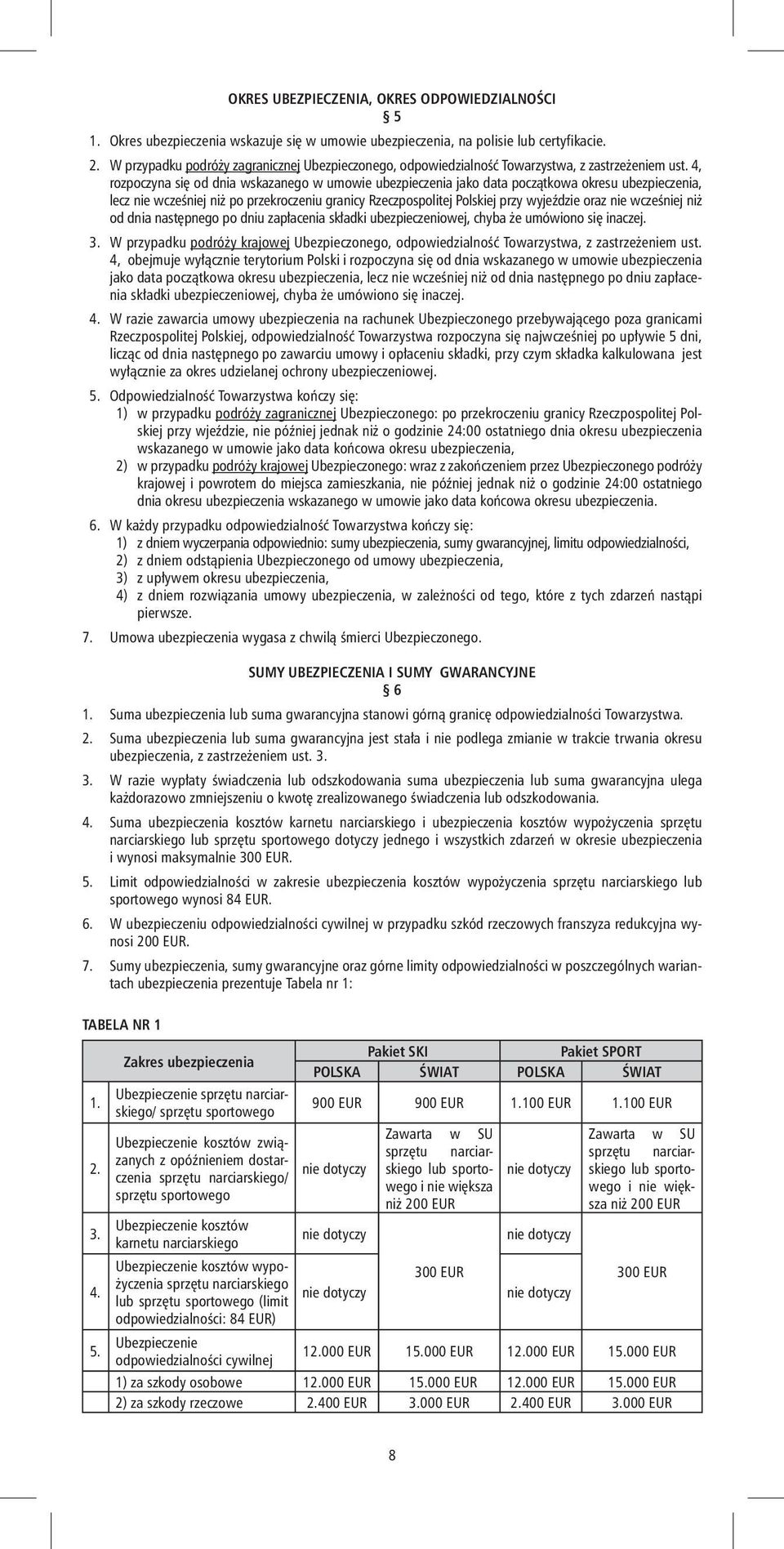 4, rozpoczyna się od dnia wskazanego w umowie ubezpieczenia jako data początkowa okresu ubezpieczenia, lecz nie wcześniej niż po przekroczeniu granicy Rzeczpospolitej Polskiej przy wyjeździe oraz nie