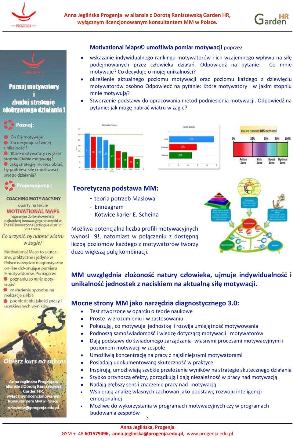 określenie aktualnego poziomu motywacji oraz poziomu każdego z dziewięciu motywatorów osobno Odpowiedź na pytanie: Które motywatory i w jakim stopniu mnie motywują?