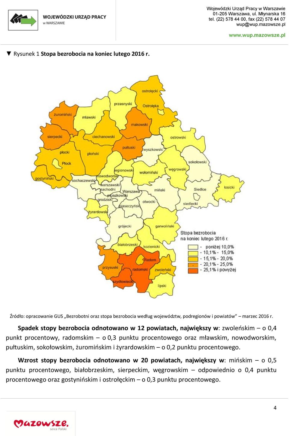 pułtuskim, sokołowskim, żuromińskim i żyrardowskim o 0,2 punktu procentowego.