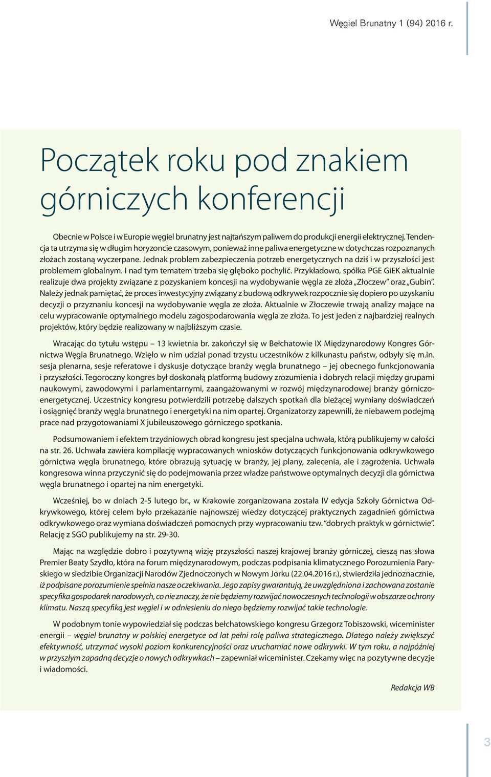 Jednak problem zabezpieczenia potrzeb energetycznych na dziś i w przyszłości jest problemem globalnym. I nad tym tematem trzeba się głęboko pochylić.