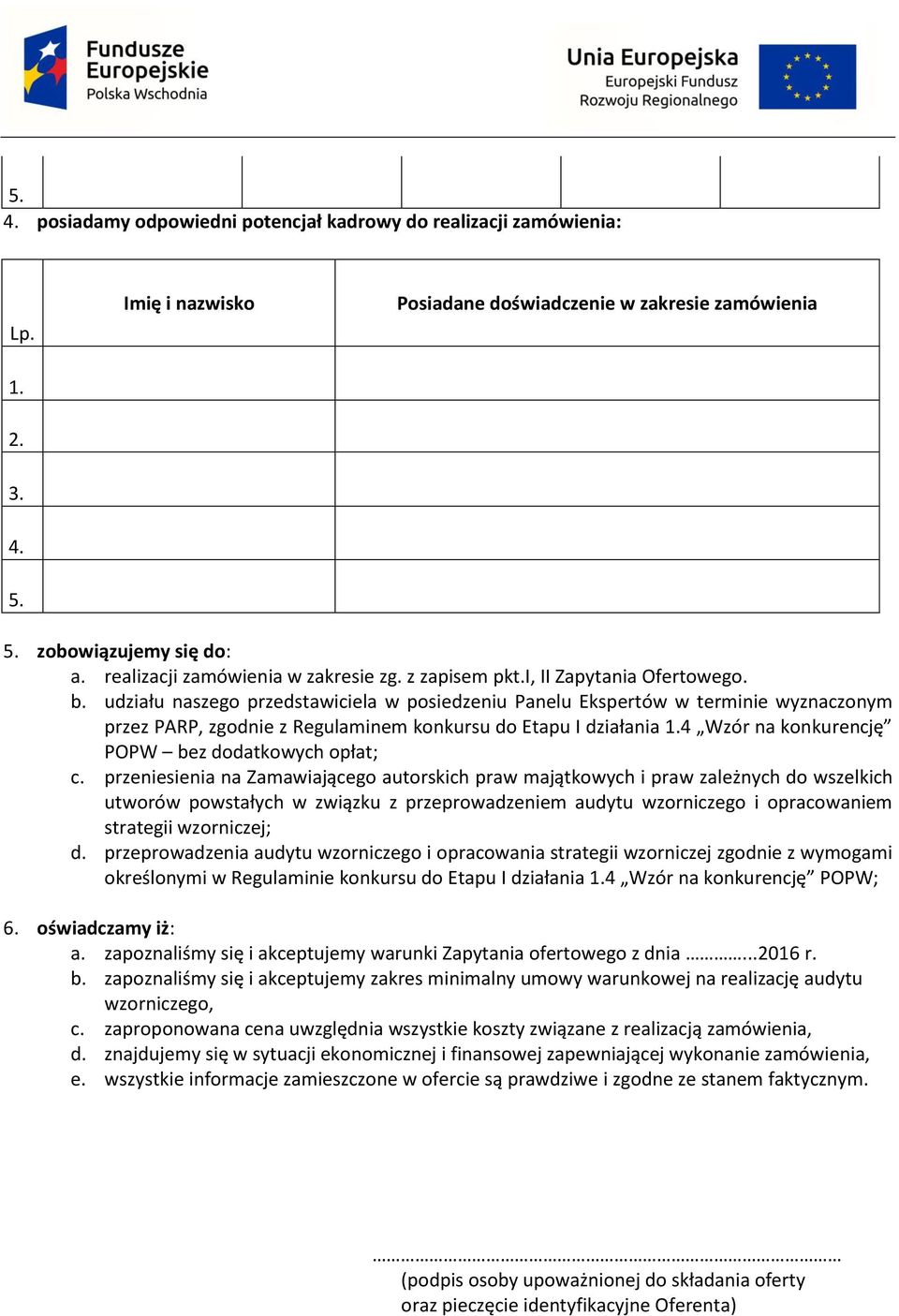 udziału naszego przedstawiciela w posiedzeniu Panelu Ekspertów w terminie wyznaczonym przez PARP, zgodnie z Regulaminem konkursu do Etapu I działania 1.