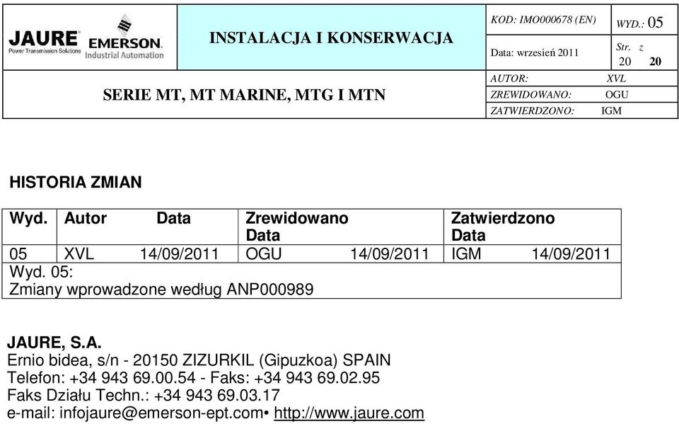 05: Zmiany wprowadzone według AN