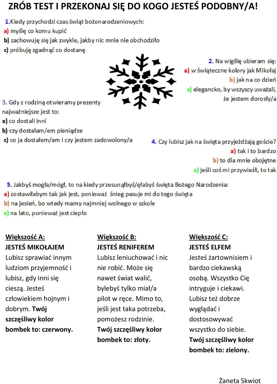 Może się nawet świat walić, bylebyś tylko miał/a pilot w ręce. Mimo to, jeśli jest taka potrzeba, pomożesz rodzinie. Twój szczęśliwy kolor bombek to: złoty.