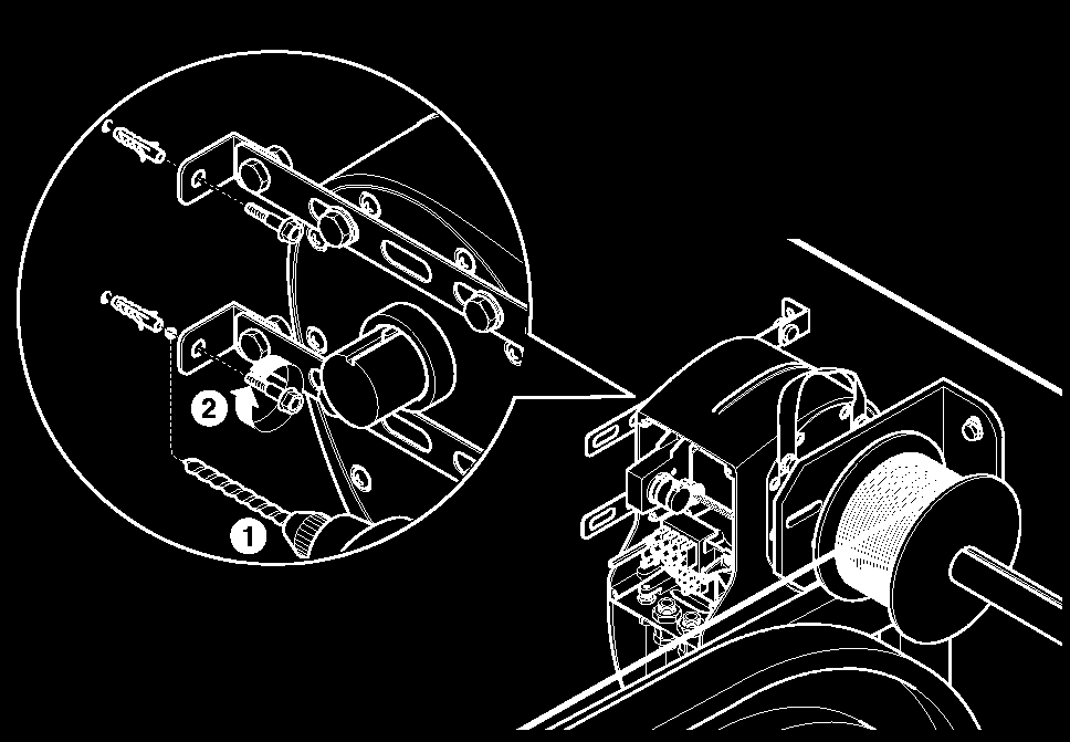 INS TALACJA NA BR AM IE S E K CY JNE J W ys prz ęgl ić s iłow nik prz e k ręcając trz pie ń z godnie z ruch e m w s k az ów e k z e gara i us taw ić bram ę w poz ycji, w k tóre jw pus tw ału pok ryw