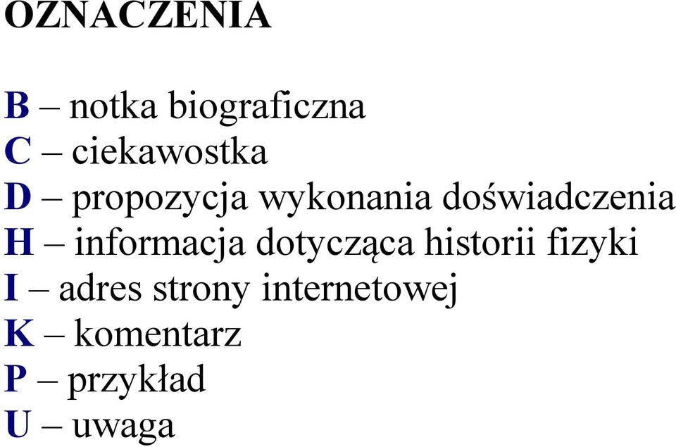 doświadczenia H informacja dotycząca