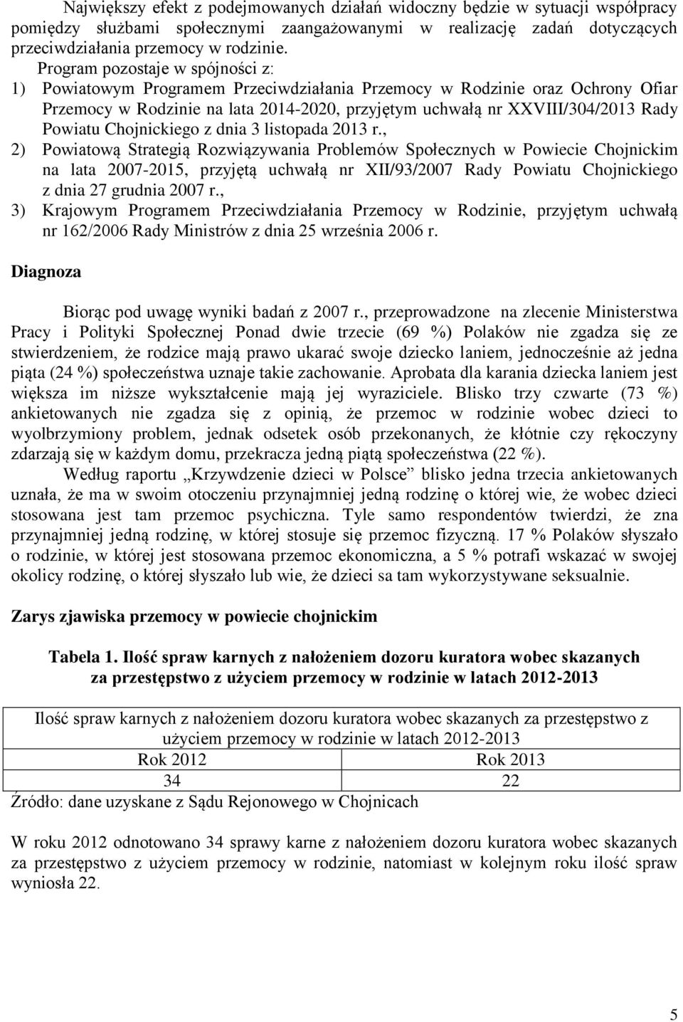 Powiatu Chojnickiego z dnia 3 listopada 2013 r.