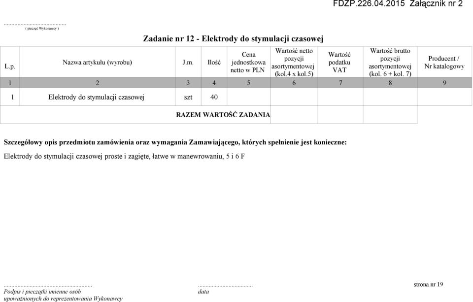 czasowej szt 40 Elektrody do stymulacji czasowej proste