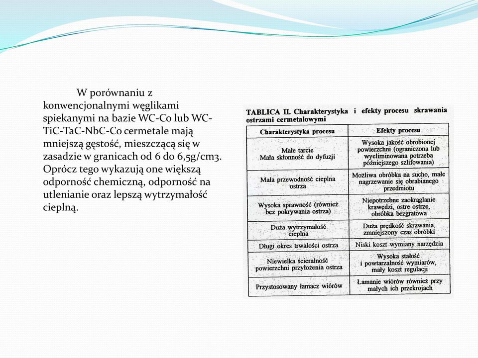 zasadzie w granicach od 6 do 6,5g/cm3.