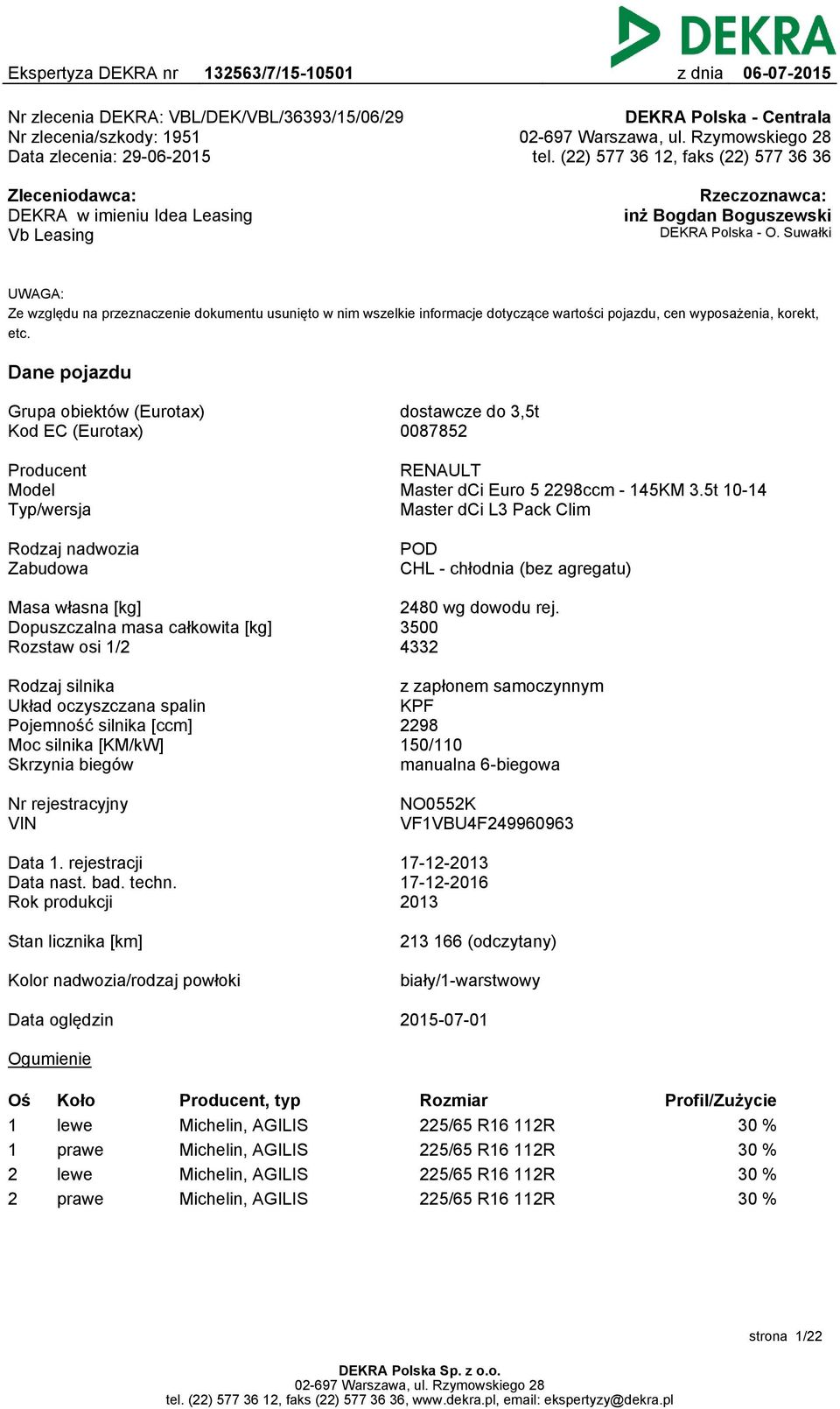 Suwałki UWAGA: Ze względu na przeznaczenie dokumentu usunięto w nim wszelkie informacje dotyczące wartości pojazdu, cen wyposażenia, korekt, etc.