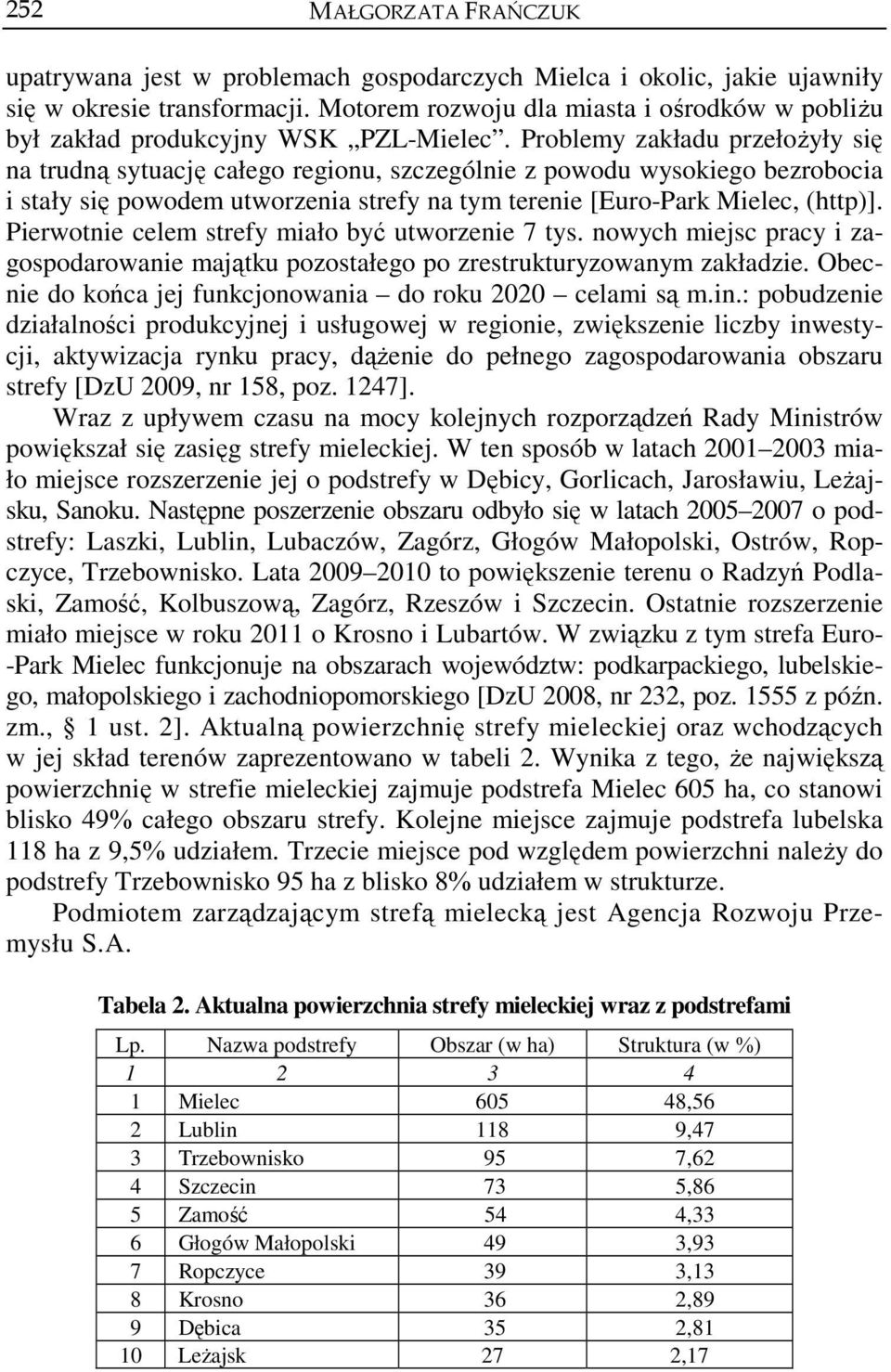 Problemy zakładu przełożyły się na trudną sytuację całego regionu, szczególnie z powodu wysokiego bezrobocia i stały się powodem utworzenia strefy na tym terenie [Euro-Park Mielec, (http)].