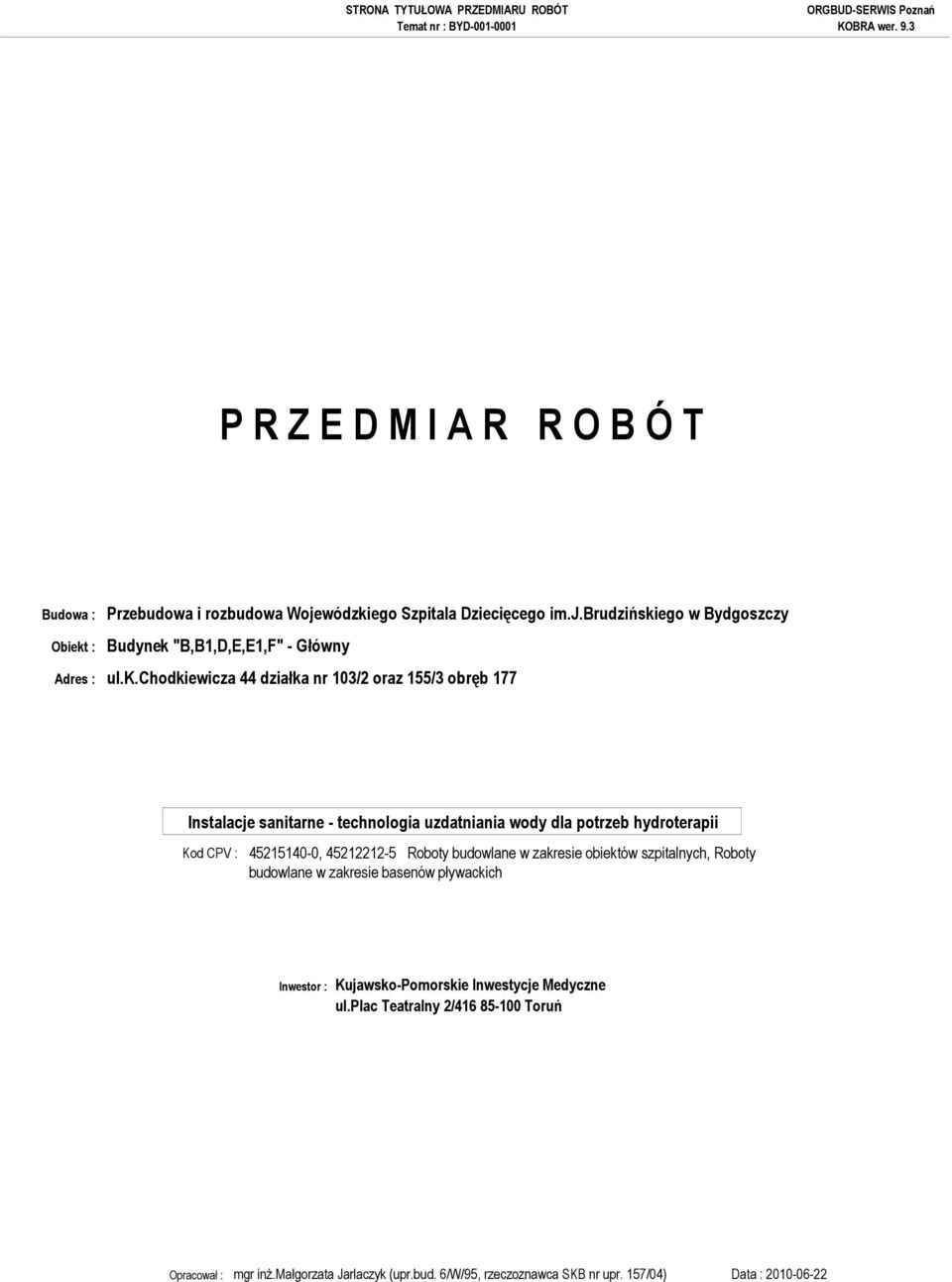 ego Szpitala Dziecięcego im.j.brudziński