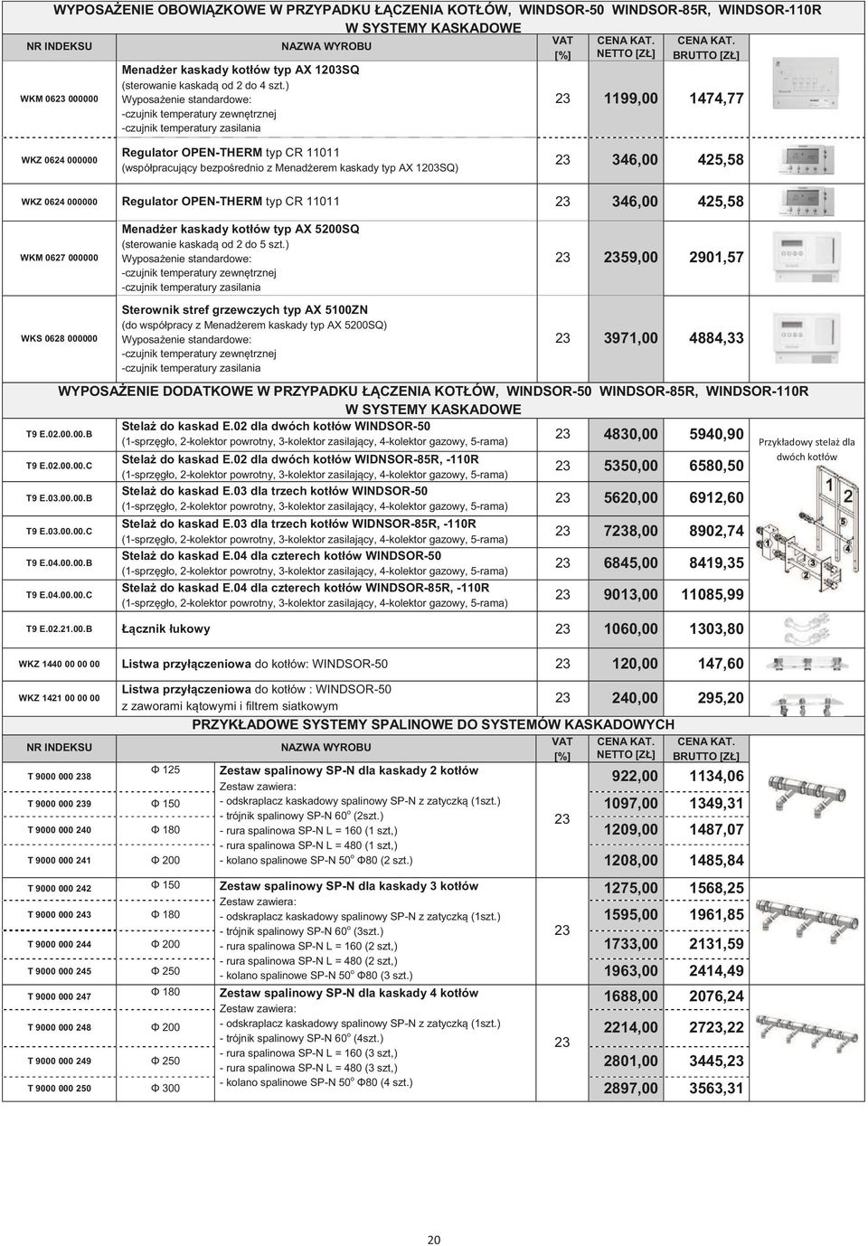 ) WKM 06 000000 Wyposaenie standardowe: 1199,00 1474,77 -czujnik temperatury zewntrznej -czujnik temperatury zasilania WKZ 0624 000000 Regulator OPEN-THERM typ CR 11011 (wspópracujcy bezporednio z