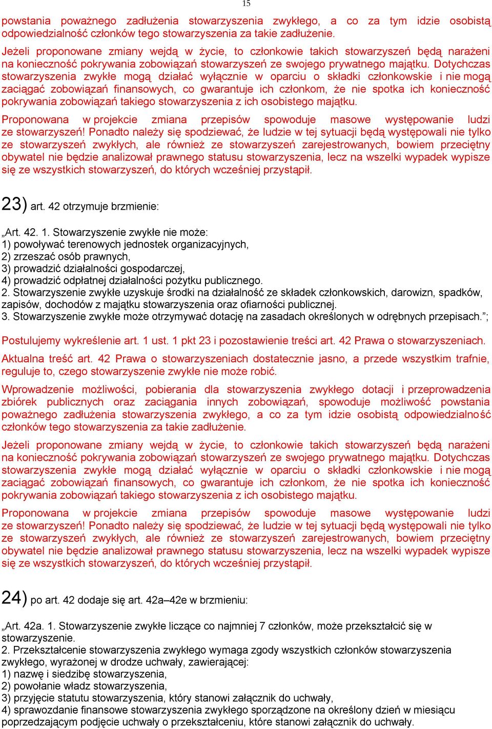 Dotychczas stowarzyszenia zwykłe mogą działać wyłącznie w oparciu o składki członkowskie i nie mogą zaciągać zobowiązań finansowych, co gwarantuje ich członkom, że nie spotka ich konieczność