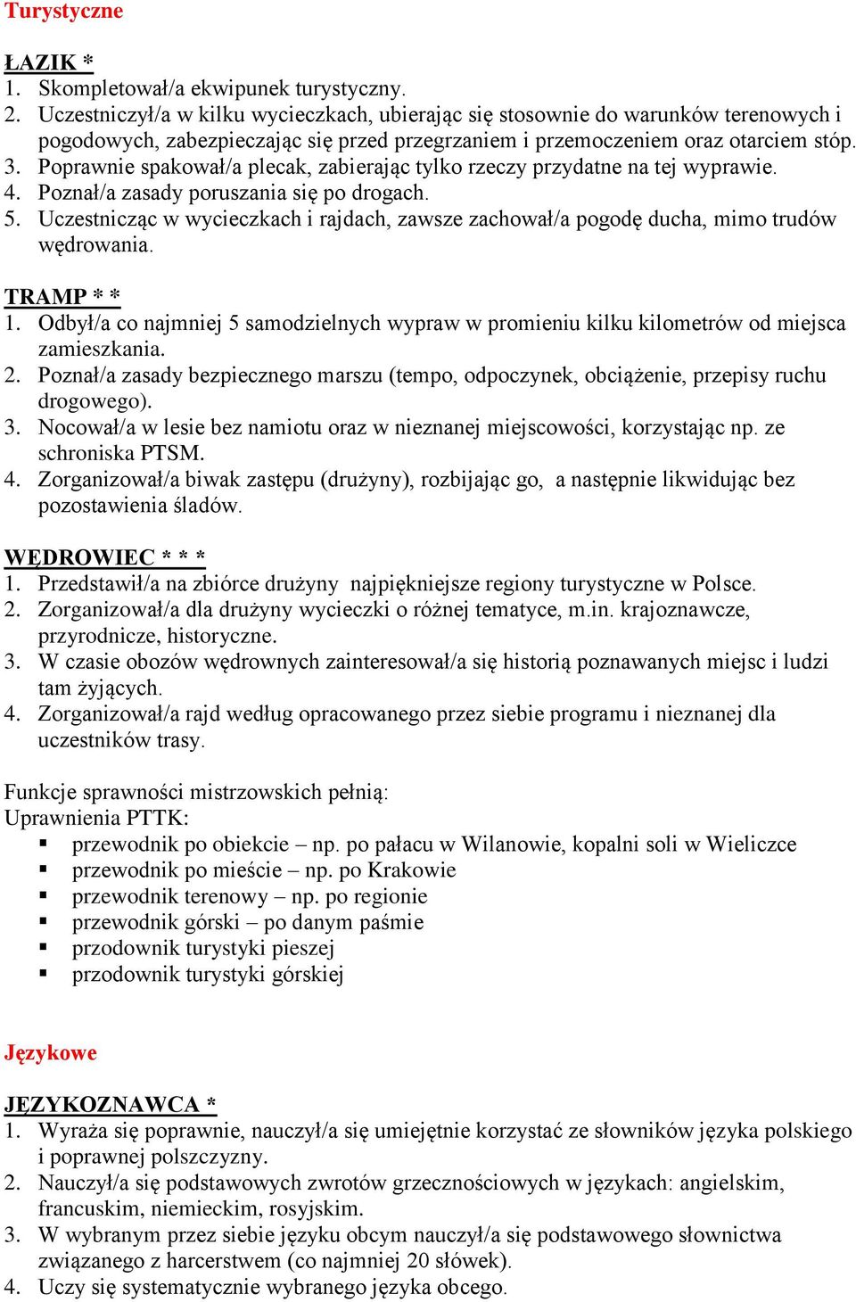 Poprawnie spakował/a plecak, zabierając tylko rzeczy przydatne na tej wyprawie. 4. Poznał/a zasady poruszania się po drogach. 5.