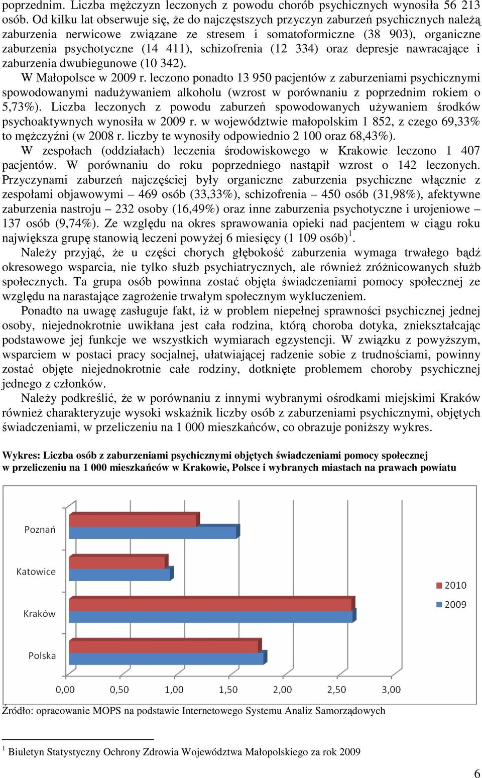 schizofrenia (12 334) oraz depresje nawracające i zaburzenia dwubiegunowe (10 342). W Małopolsce w 2009 r.