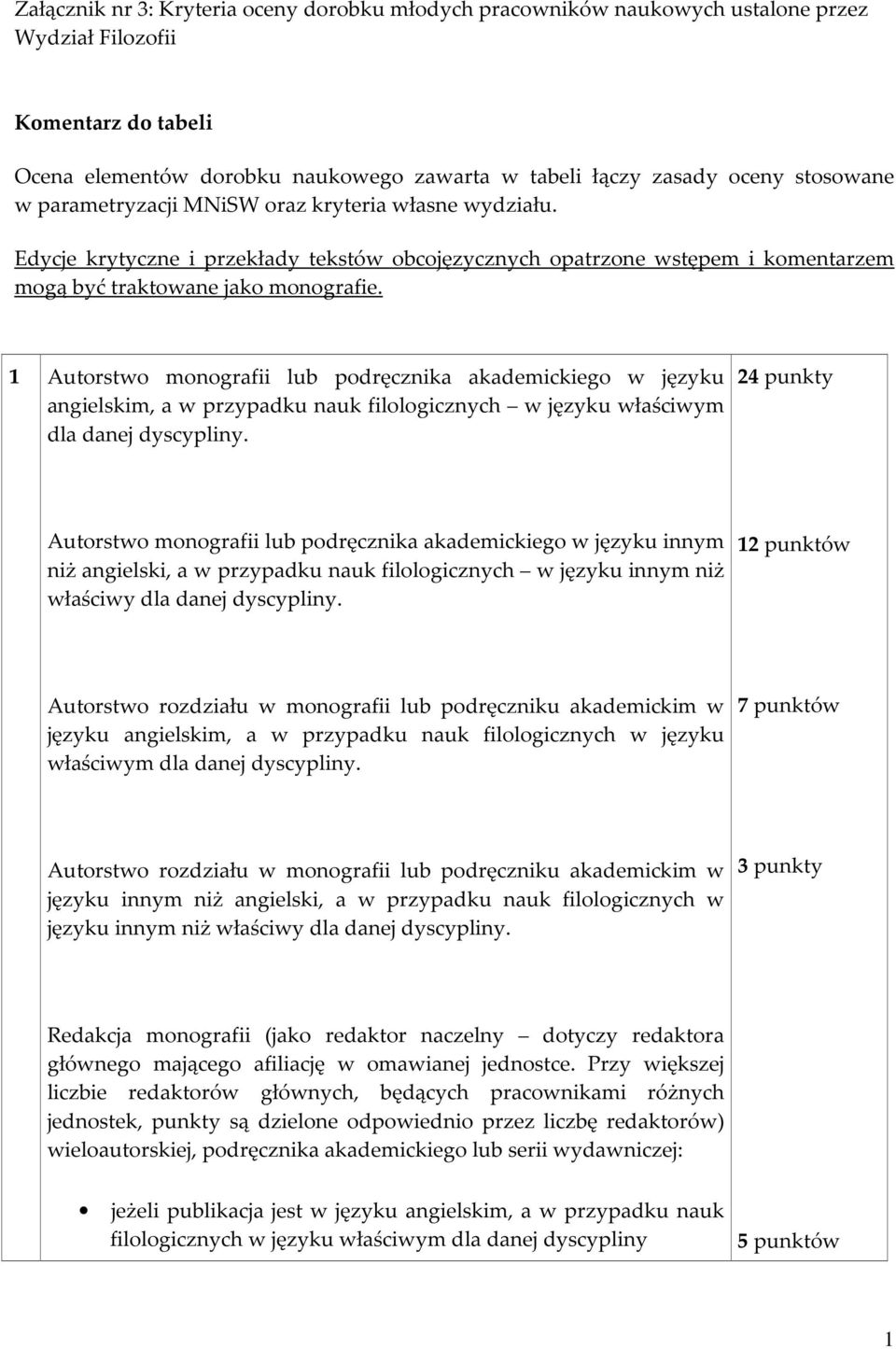 1 Autorstwo monografii lub podręcznika akademickiego w języku angielskim, a w przypadku nauk filologicznych w języku właściwym dla danej dyscypliny.