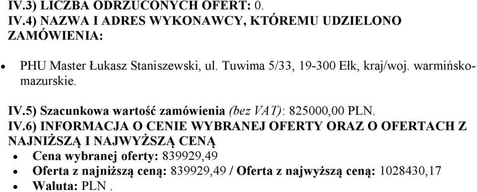 Tuwima 5/33, 19-300 Ełk, kraj/woj. warmińskomazurskie. IV.