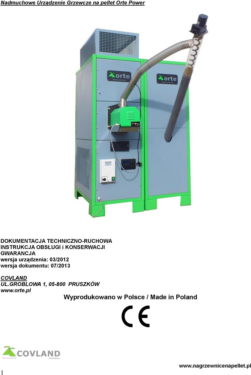 wersja urządzenia: 03/2012 wersja dokumentu: 07/2013 COVLAND UL.