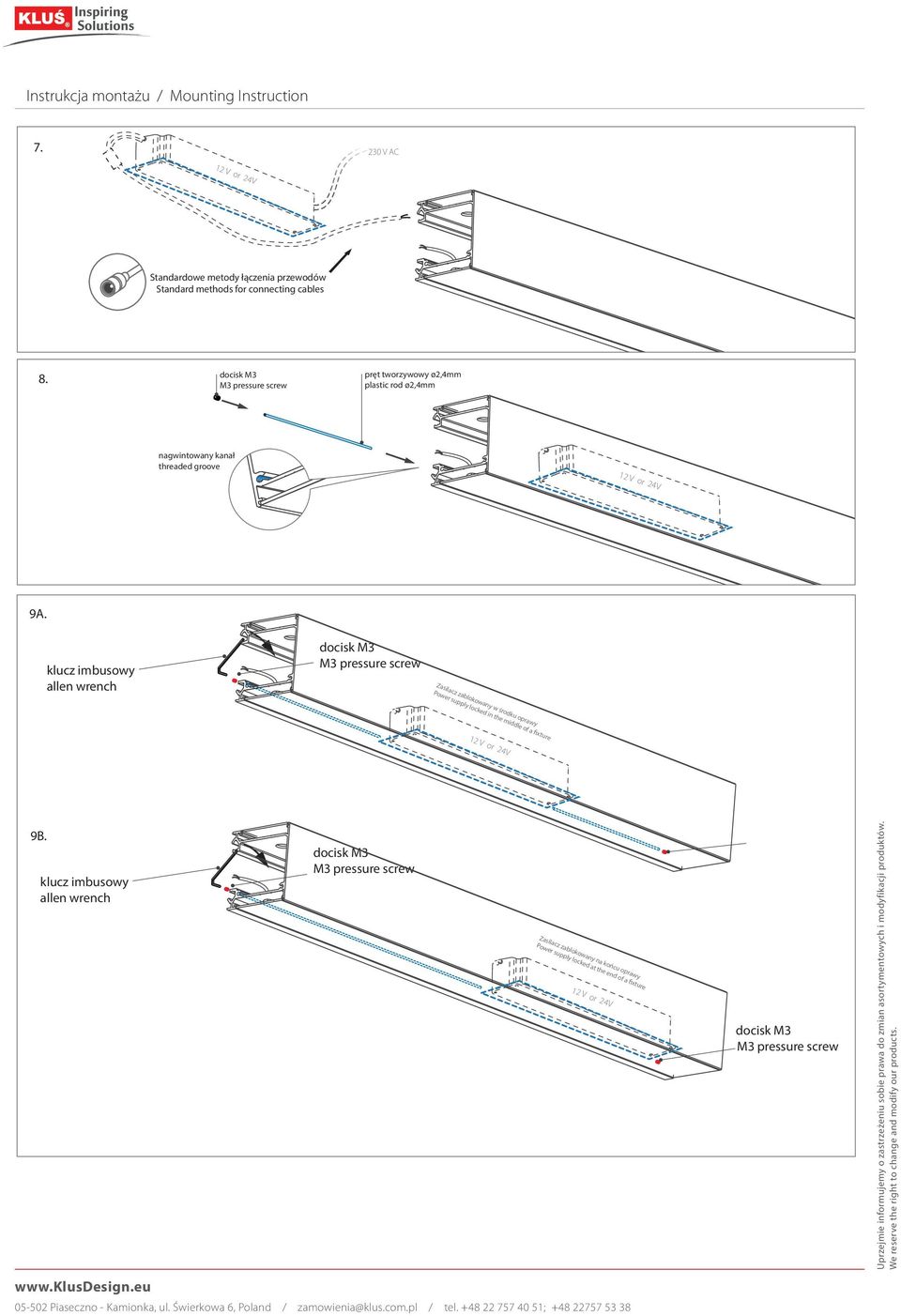 pręt tworzywowy ø2,4mm plastic rod ø2,4mm nagwintowany kanał threaded groove 9A.