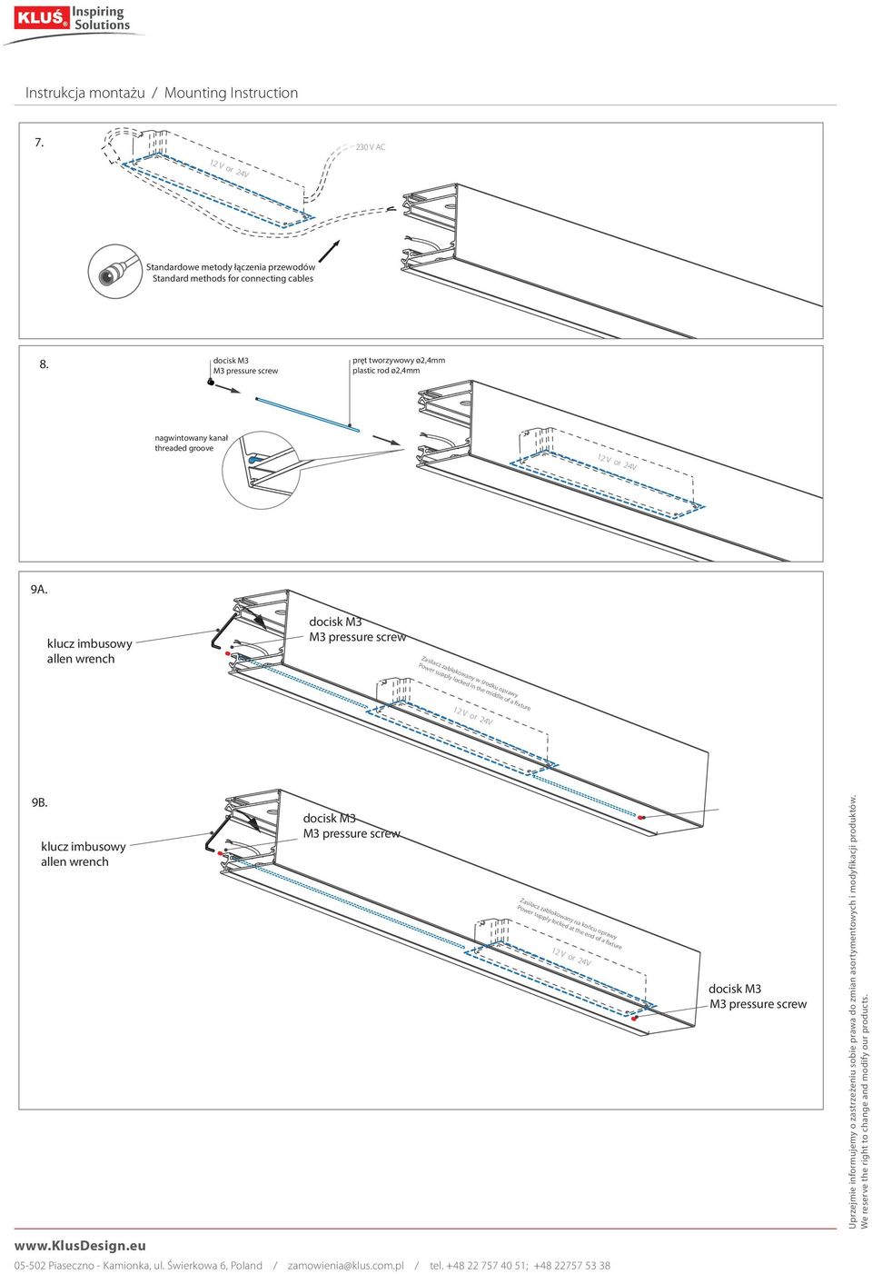 pręt tworzywowy ø2,4mm plastic rod ø2,4mm nagwintowany kanał threaded groove 9A.