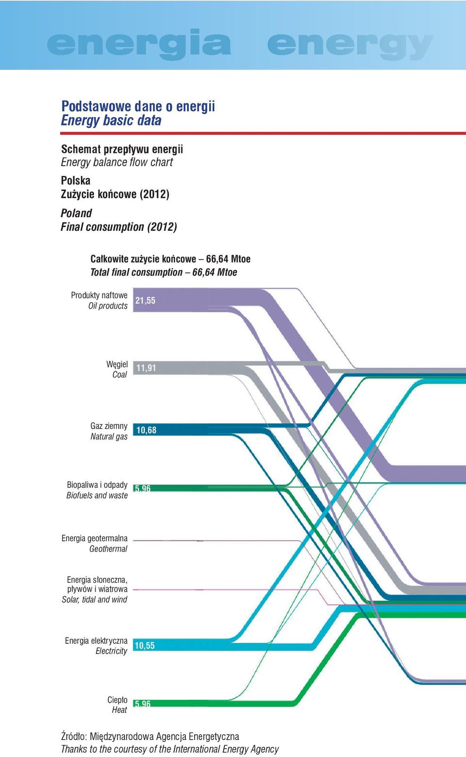 gas 1,68 Biopaliwa i odpady Biofuels and waste 5,96 Energia geotermalna Geothermal Energia słoneczna, pływów i wiatrowa Solar, tidal and wind