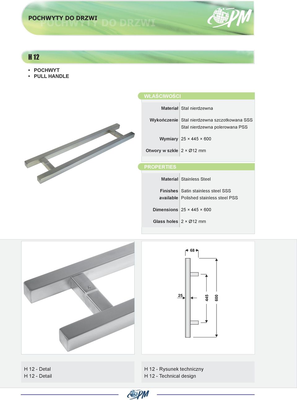 PSS Dimensions 25 445 600 H 12 - Detal H 12 -