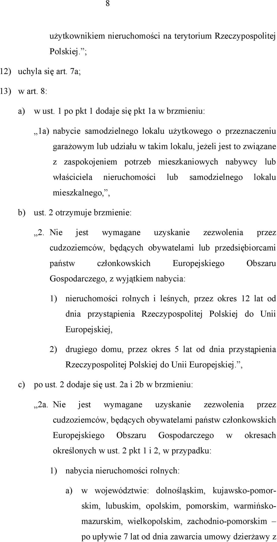 mieszkaniowych nabywcy lub właściciela nieruchomości lub samodzielnego lokalu mieszkalnego,, b) ust. 2 otrzymuje brzmienie: 2.