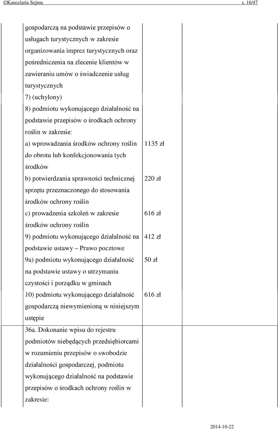 turystycznych 7) (uchylony) 8) podmiotu wykonującego działalność na podstawie przepisów o środkach ochrony roślin w zakresie: a) wprowadzania środków ochrony roślin do obrotu lub konfekcjonowania