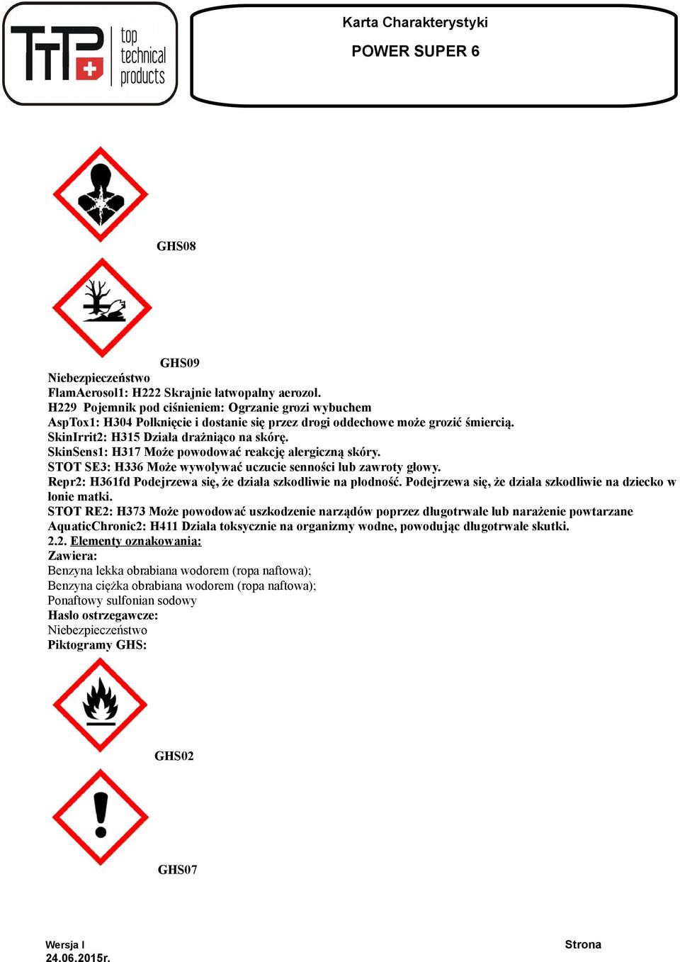 SkinSens1: H317 Może powodować reakcję alergiczną skóry. STOT SE3: H336 Może wywoływać uczucie senności lub zawroty głowy. Repr2: H361fd Podejrzewa się, że działa szkodliwie na płodność.