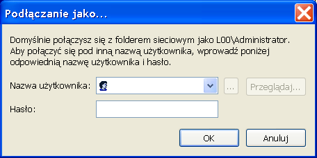 1.2 Podłączanie udostępnianego udziału Uruchomi to kreatora podłączania dysku sieciowego, gdzie dla wybranego napędu logicznego należy