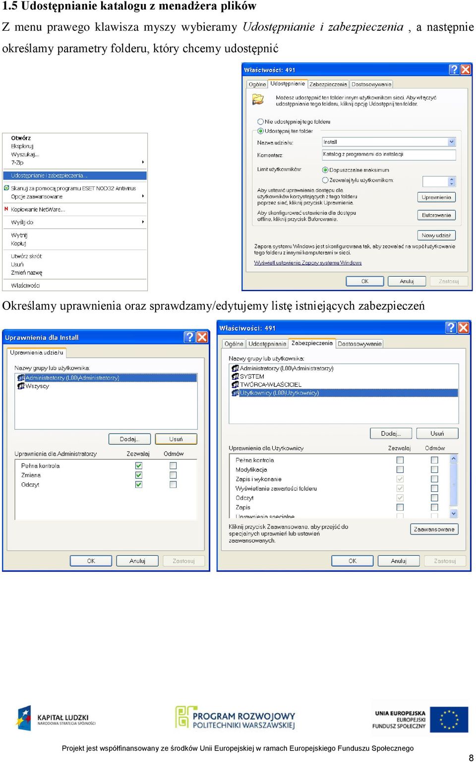 następnie określamy parametry folderu, który chcemy udostępnić