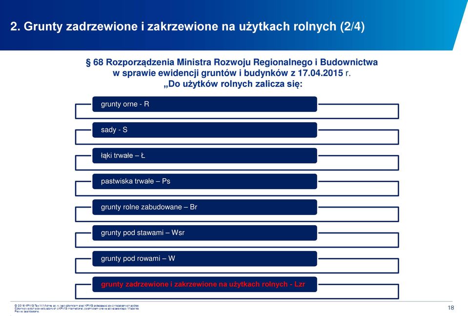 Do użytków rolnych zalicza się: grunty orne - R sady - S łąki trwałe Ł pastwiska trwałe Ps grunty