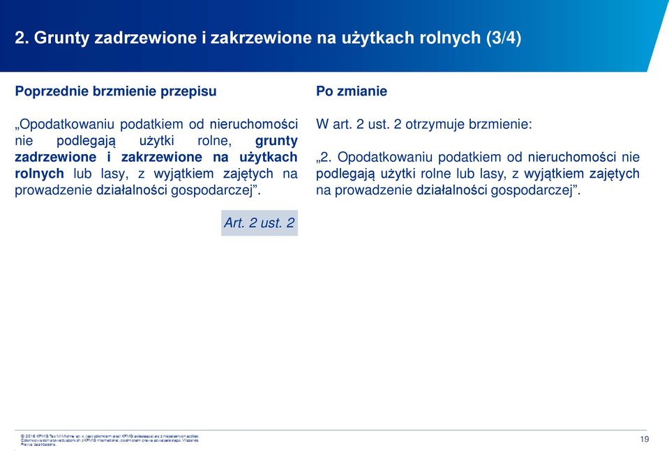 zajętych na prowadzenie działalności gospodarczej. Po zmianie W art. 2 ust. 2 otrzymuje brzmienie: 2.