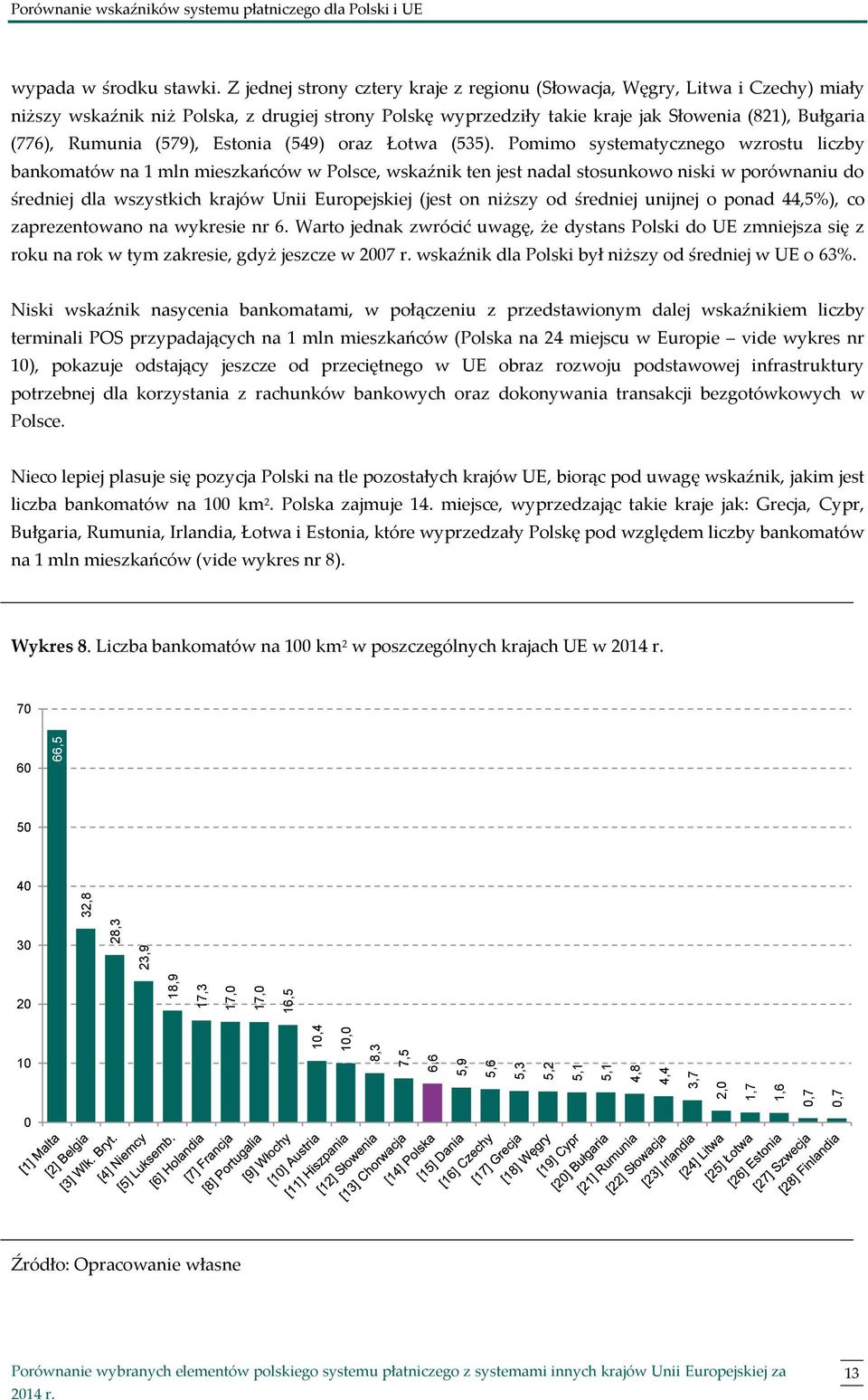 Z jednej strony cztery kraje z regionu (Słowacja, Węgry, Litwa i Czechy) miały niższy wskaźnik niż Polska, z drugiej strony Polskę wyprzedziły takie kraje jak Słowenia (821), Bułgaria (776), Rumunia