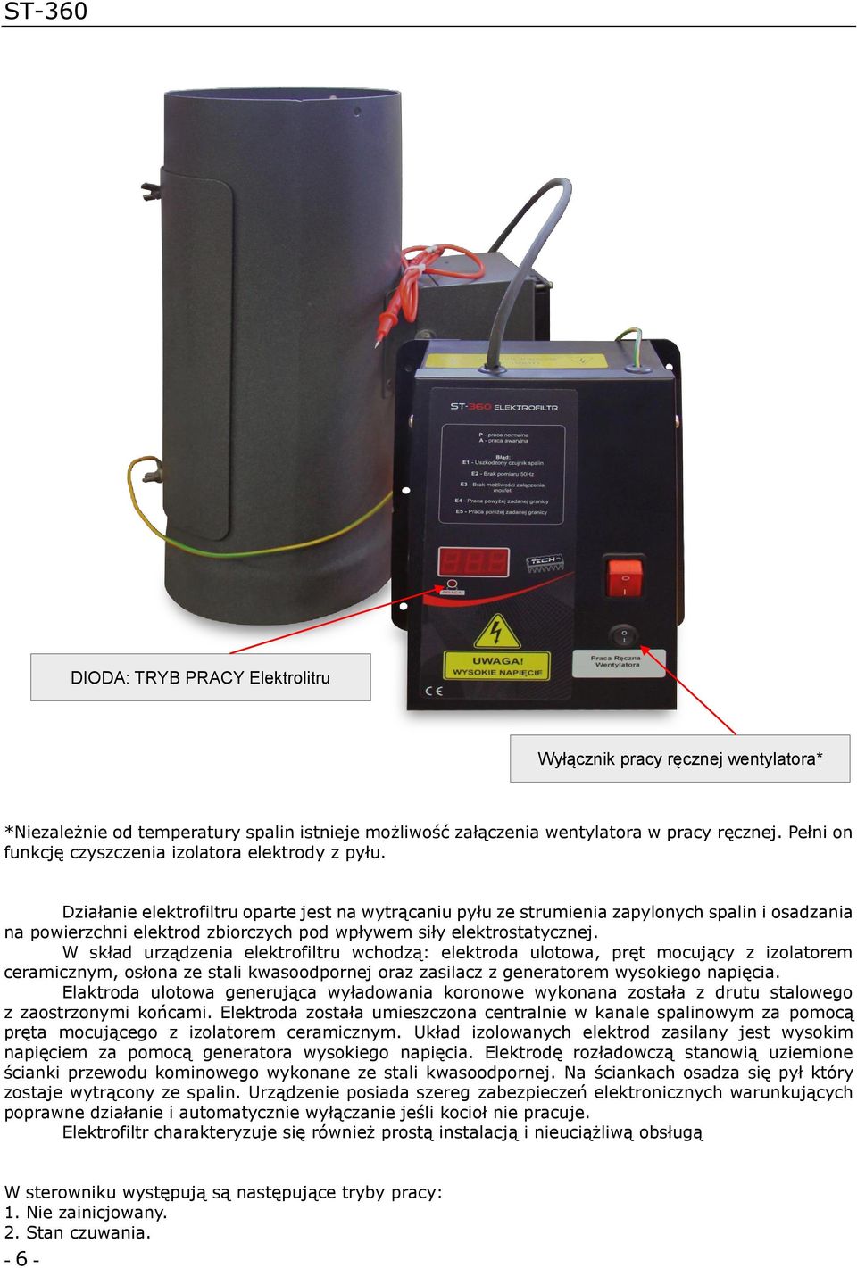 Działanie elektrofiltru oparte jest na wytrącaniu pyłu ze strumienia zapylonych spalin i osadzania na powierzchni elektrod zbiorczych pod wpływem siły elektrostatycznej.